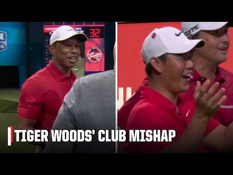 ‘He said 99 yards!’ 🤣 Tiger Wood lands 100 yards short after a club mishap | TGL on ESPN