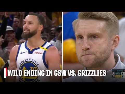 WILD ENDING 🚨 Warriors clinch 7th seed after hard fought battle vs. Grizzlies | NBA on ESPN