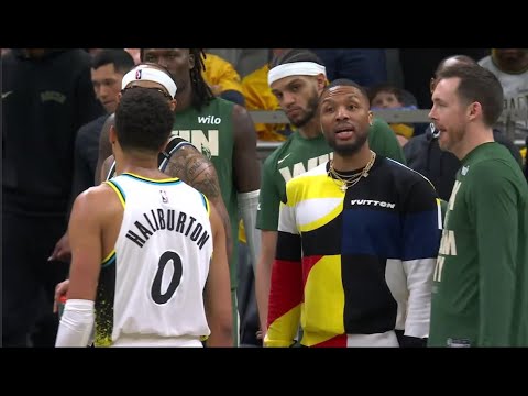 Damian Lillard and the Pacers get heated in a CHIPPY exchange 👀 | NBA on ESPN