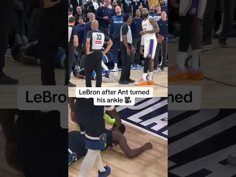 Lebron James on the floor after Anthony Edwards turned his ankle