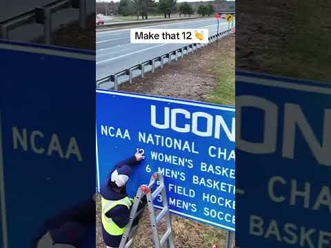 UConn was ready to update the national championship sign 😤 (via UConnHuskies/X)