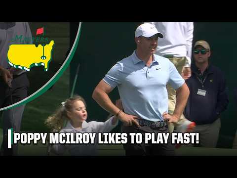 Poppy McIlroy keeps it moving during dad Rory McIlroy’s Par 3 Contest interview 😅 | Masters 2025