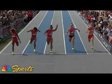 Cambrea Sturgis leans at the line to win women’s 100m in Atlanta | NBC Sports