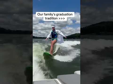 They wakesurf in their graduation gear 👏 (via @paige.mccormick/TT)
