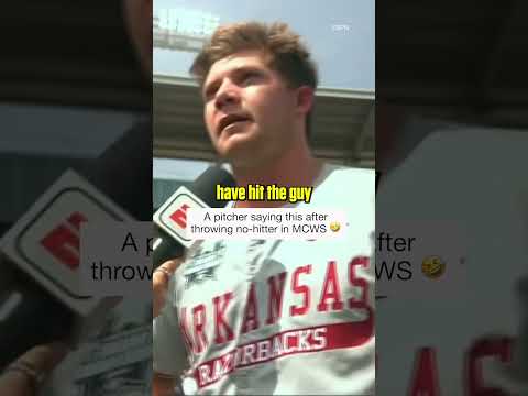 Arkansas junior Gage Wood was 1 HBP away from throwing a perfect game #shorts