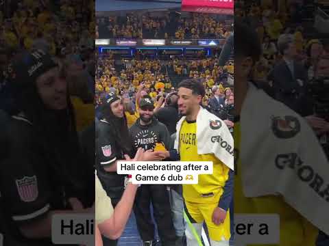 Haliburton celebrates a Game 6 win ❤️