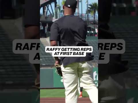 Rafael Devers getting reps at first 👀 #mlb #giants #baseball #firstbase