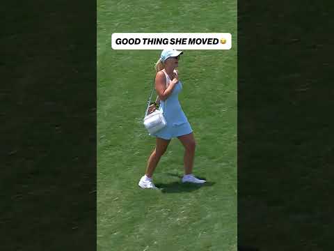 Good thing she moved out of the way 😂 #gold #livgolf #golfball #funny #dustinjohnson