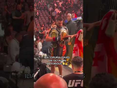 Ilia Topuria taking in the win with his family ❤️ #UFC317