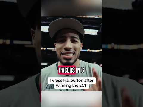 Tyrese Haliburton after defeating the Knicks in the ECF 👀 (via tyresehaliburton, uncutxremy/TT)