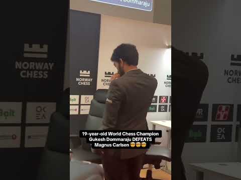 Gukesh with his first classical chess win against Magnus Carlsen 😤 (via norwaychess/TT)