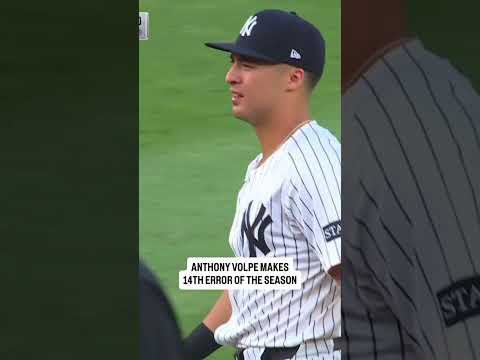 Anthony Volpe is now tied for the most errors in the league 😬 #yankees #newyork #baseball #mlb