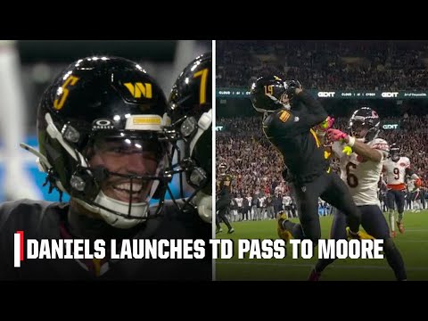 WHAT A THROW & CATCH 🤯 Jayden Daniels launches a touchdown pass to Chris Moore | NFL on ESPN