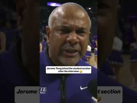 Jerome Tang had some fun in the student section post interview 😂 #kansasstate #cbb