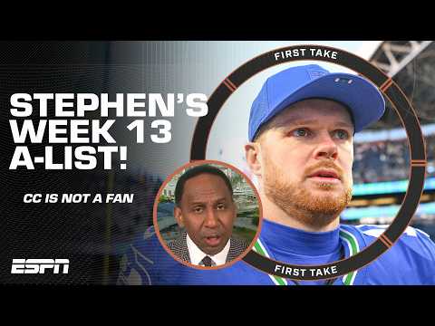 Stephen A.’s SHOCKING Week 13 A-List 🍿 ‘I HATE THIS LIST!’ – Chris Canty | First Take