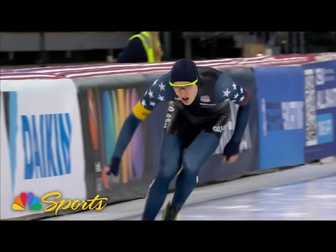 Jordan Stolz SPEEDS to second gold and track record held by Shani Davis since 2009 | NBC Sports