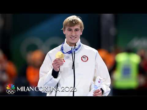 Jordan Stolz accepts his FIRST career Olympic gold medal | Winter Olympics 2026 | NBC Sports