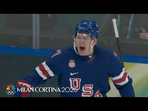 USA’s Brady Tkachuk wins face-off, scores second Olympic goal | Winter Olympics 2026 | NBC Sports