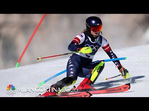 Mikaela Shiffrin steams to top time in women’s slalom Run 1 | Winter Olympics | NBC Sports