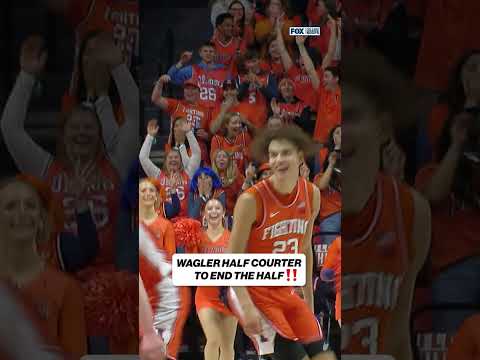 KEATON WAGLER WITH THE HALF COURT SHOT AT THE BUZZER 🔥 #CBB #Illinois #basketball