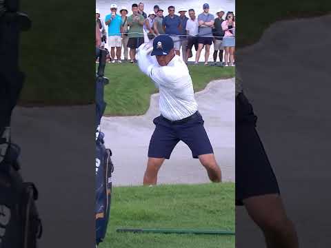 Bryson Dechambeau ALMOST slips into bunker #brysondechambeau #livgolf