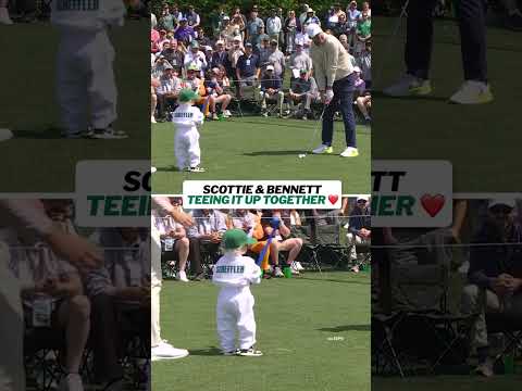 father & son teeing it up together 💚 #masters