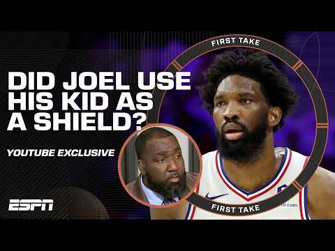 Perk TAKES ISSUE w/ Joel Embiid bringing his kid to his press conference 👀 | First Take Exclusive