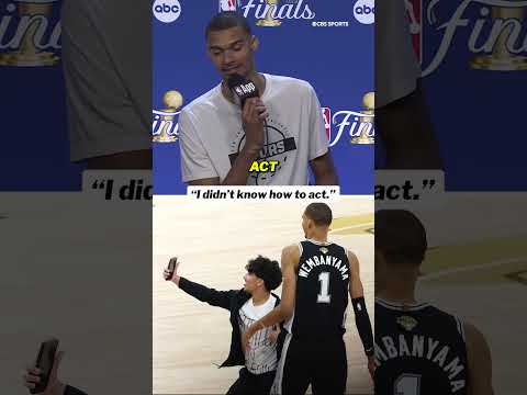 A fan ran on the court during Game 1 to take a selfie with Wemby. #nbafinals #nba #wemby