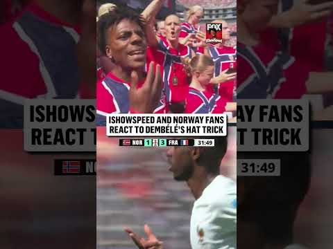 Dembélé’s hat trick had @IShowSpeed and these Norway fans STUNNED 😳