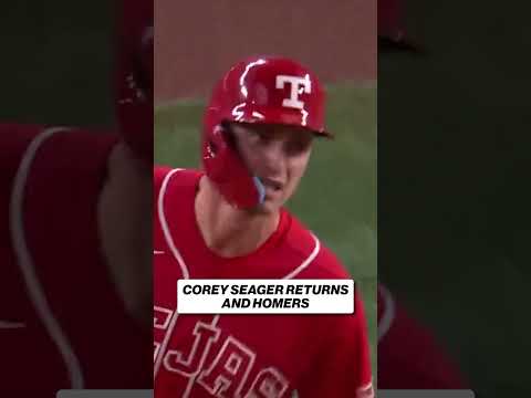 Corey Seager is back and barrels a 2-run homer! 💥 #coreyseager #rangers #mlb #homerun