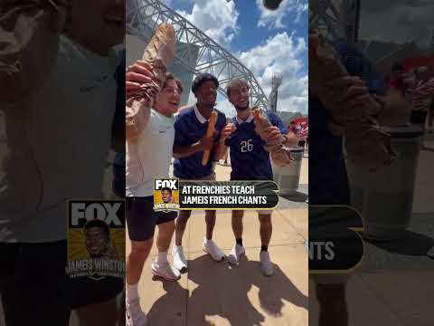 Of course Jameis is eating a baguette, while doing French chants with the AT Frenchies 🥖
