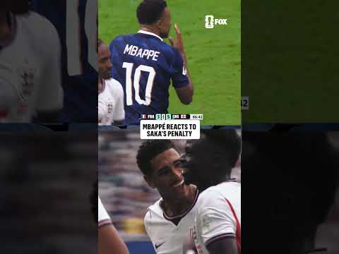 A respectful moment between Kylian Mbappé and Djed Spence after Bukayo Saka converts the penalty