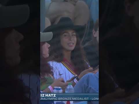 Beatriz visiting the Sunday Night Baseball island 🏝️