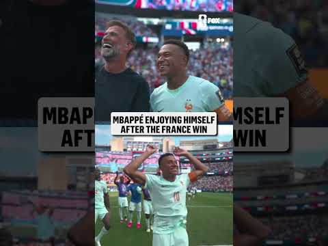 Kylian Mbappé shares a moment with Jürgen Klopp and celebrates following France’s win 🇫🇷