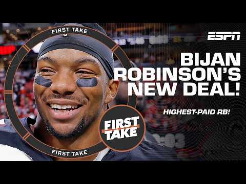 Stephen A. is ‘VERY HAPPY’ for Bijan Robinson’s new deal! ‘This brother is ALL WORLD!’ | First Take