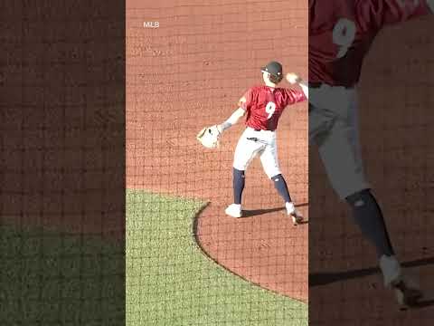 Switched throwing arms mid-play 👀 (🎥: MiLB) #minorleaguebaseball #milb