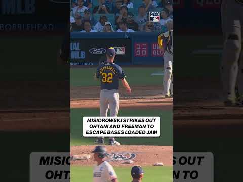 Jacob Misiorowski FIRED UP after striking out Ohtani & Freeman to end the 5th! 🔥 #MLB
