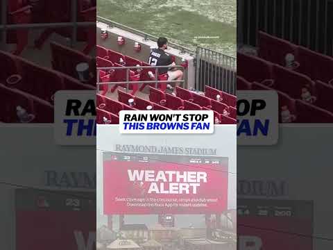 A little rain wasn’t going to stop this fan #nfl #browns #bucs