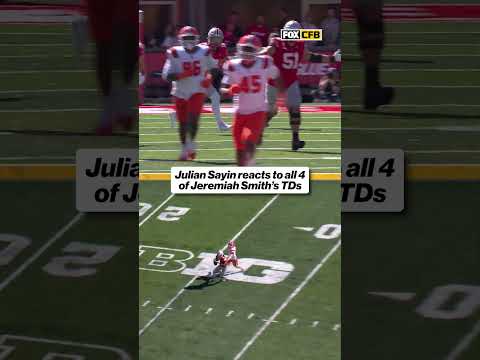 Julian Sayin reacts to Jeremiah Smith’s historic day 👀 #football #cfb #ohiostate